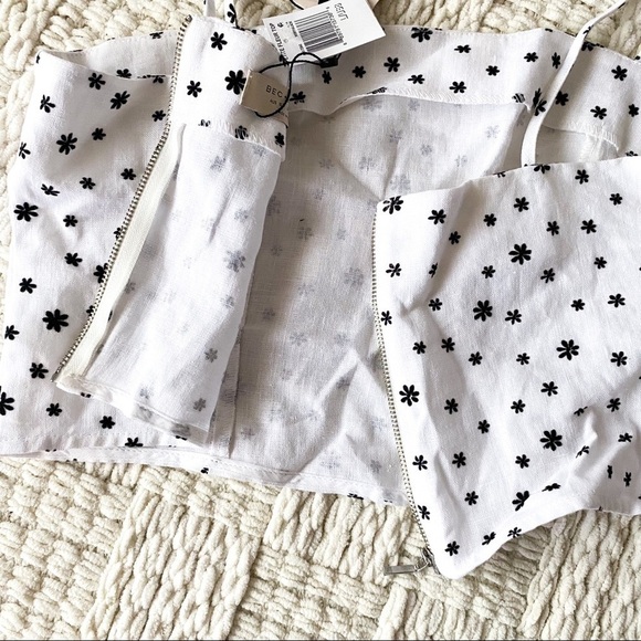 Bec + Bridge Petite Fleur Linen Crop Top Ivory Black US 8 NWT - Picture 6 of 7